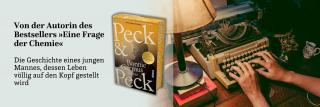Mann schreibt auf einer Schreibmaschine. Link zum Buch Peck und Peck.